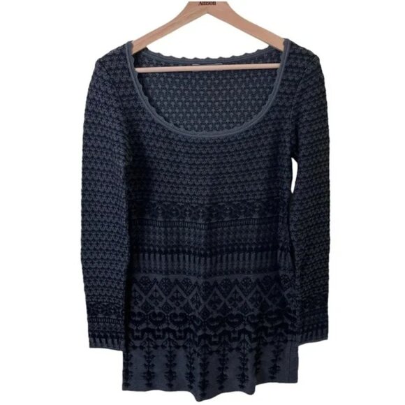 Peruvian Connection 100% Pima Cotton Patterned Knit Long Sleeve Dress SZ SMALL - Picture 2 of 11